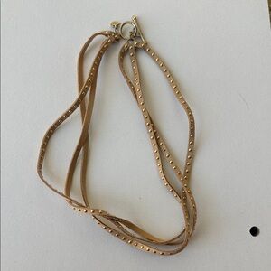 Marlyn Schiff Studded Tan Multi-Strand Suede Necklace